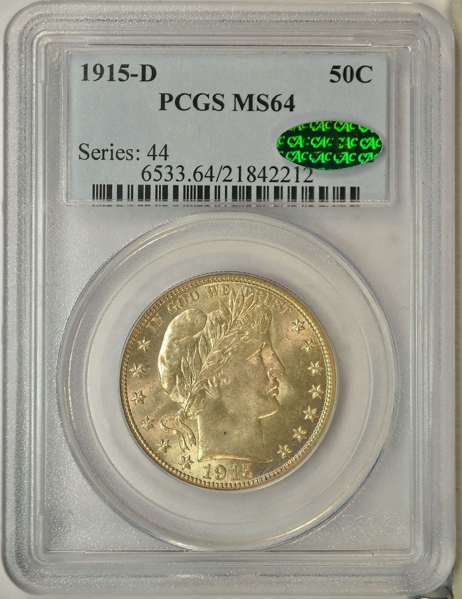 1915 D Barber Half Dollar PCGS MS64 CAC