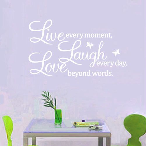 Live Laugh Love White Wall Art Quote Sticker Vinyl Removable