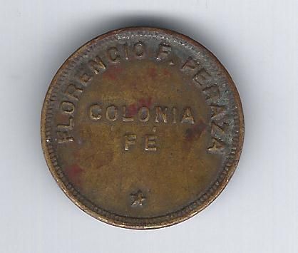 1890s Original Vintage Cuban 10 Token COLONIA FE Florencio F Peraza