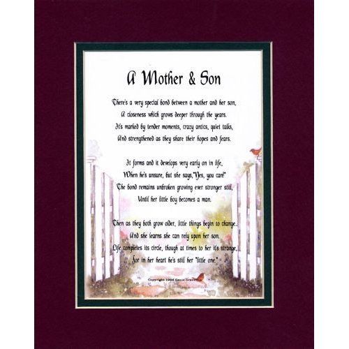 Mother Son Mother to Son Mother Poem Mom Poems Gifts for Mothers