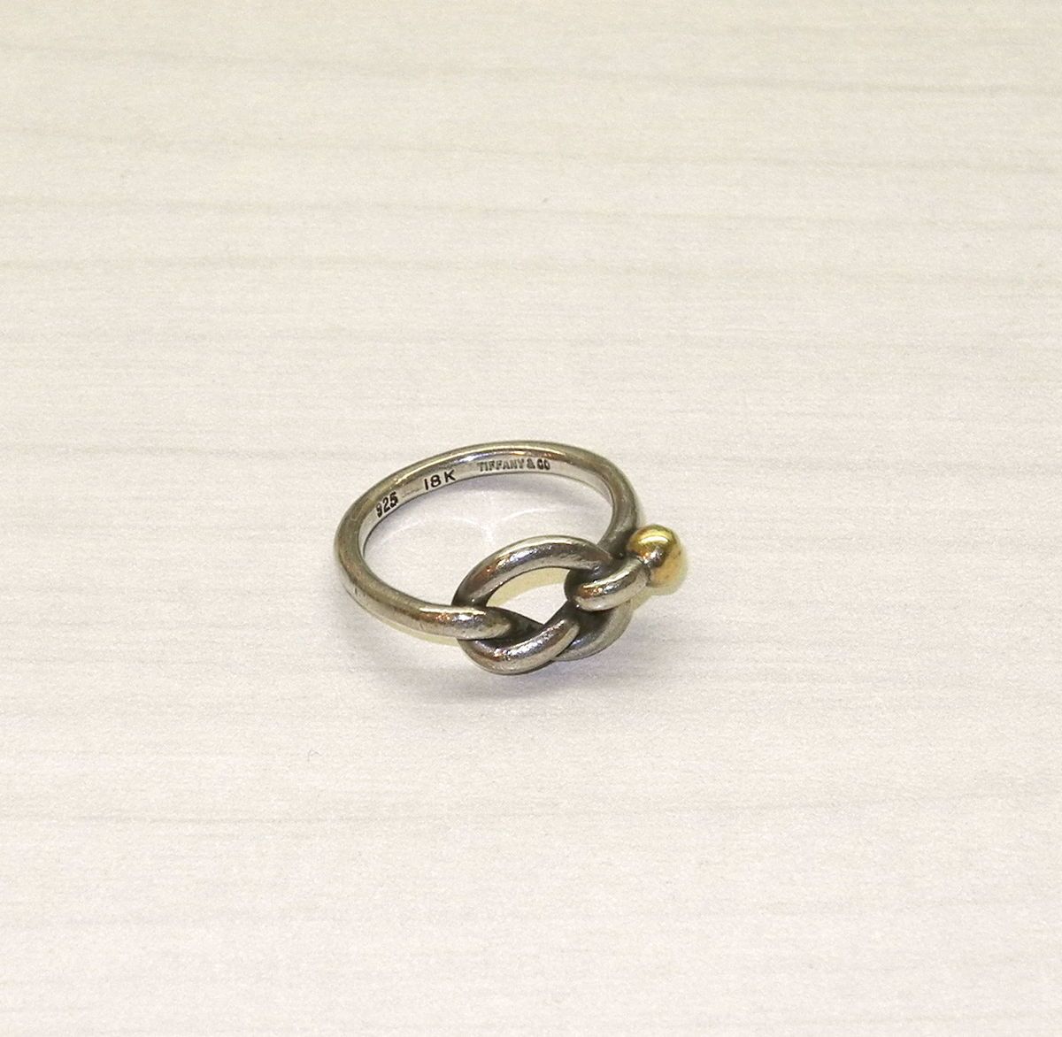 Tiffany Co Love Knot Ring 925 18K Gold Signed Size 5