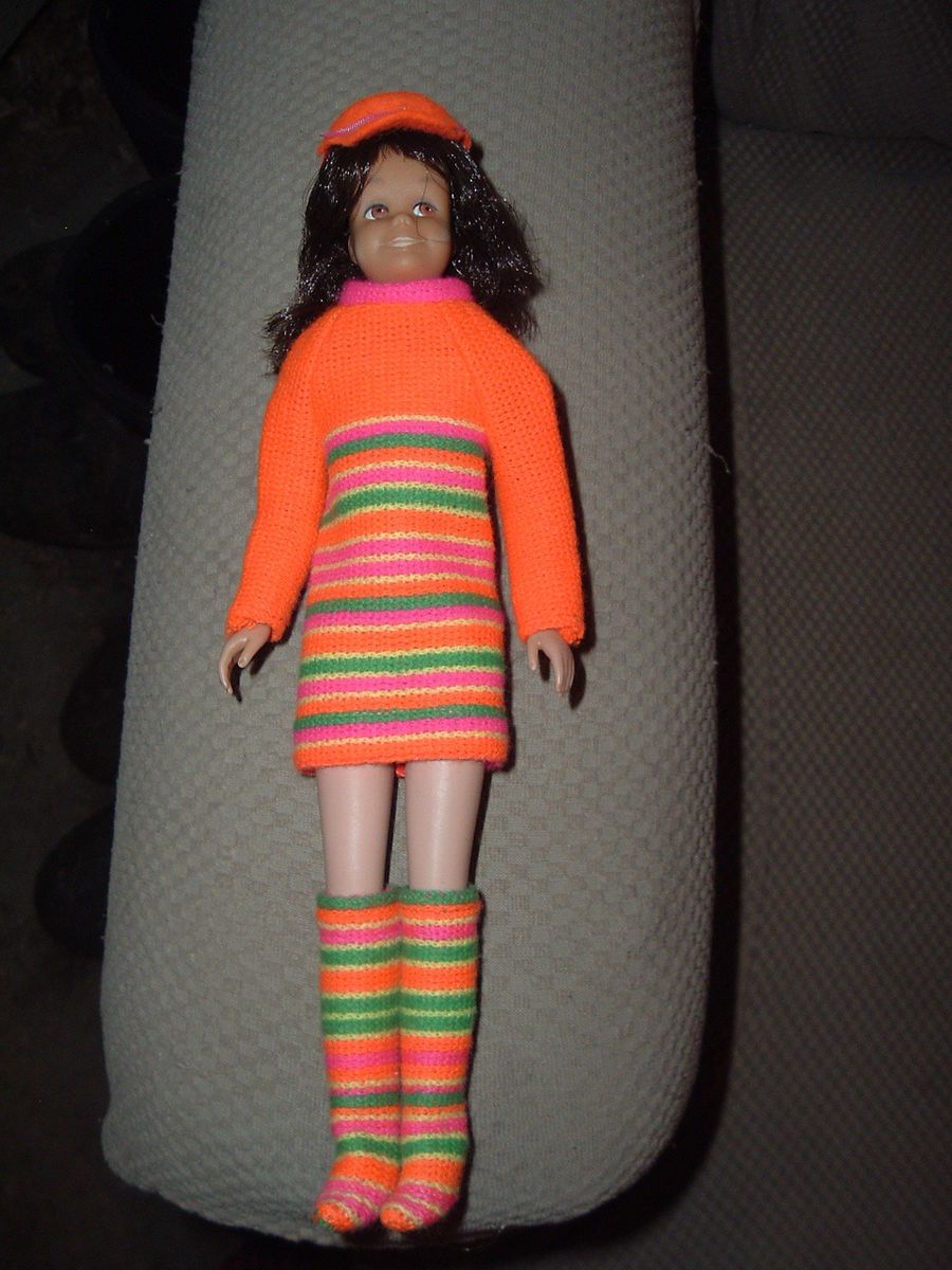 Vintage Skipper Friend Scooter Doll Wearing 1956 Skimmy Stripes Outfit