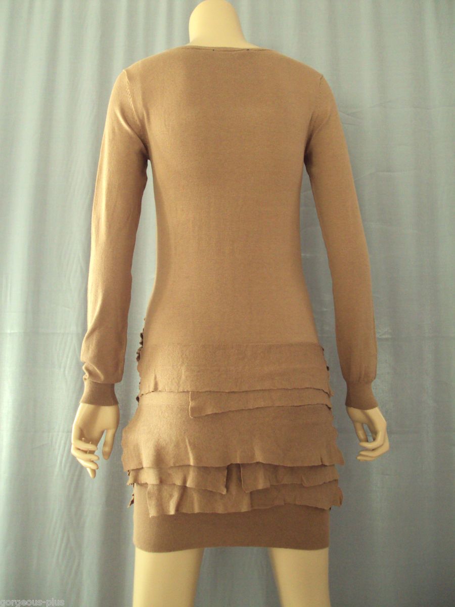 289 BCBG Sweater Party Dress Top Size XS 0 2 Rust