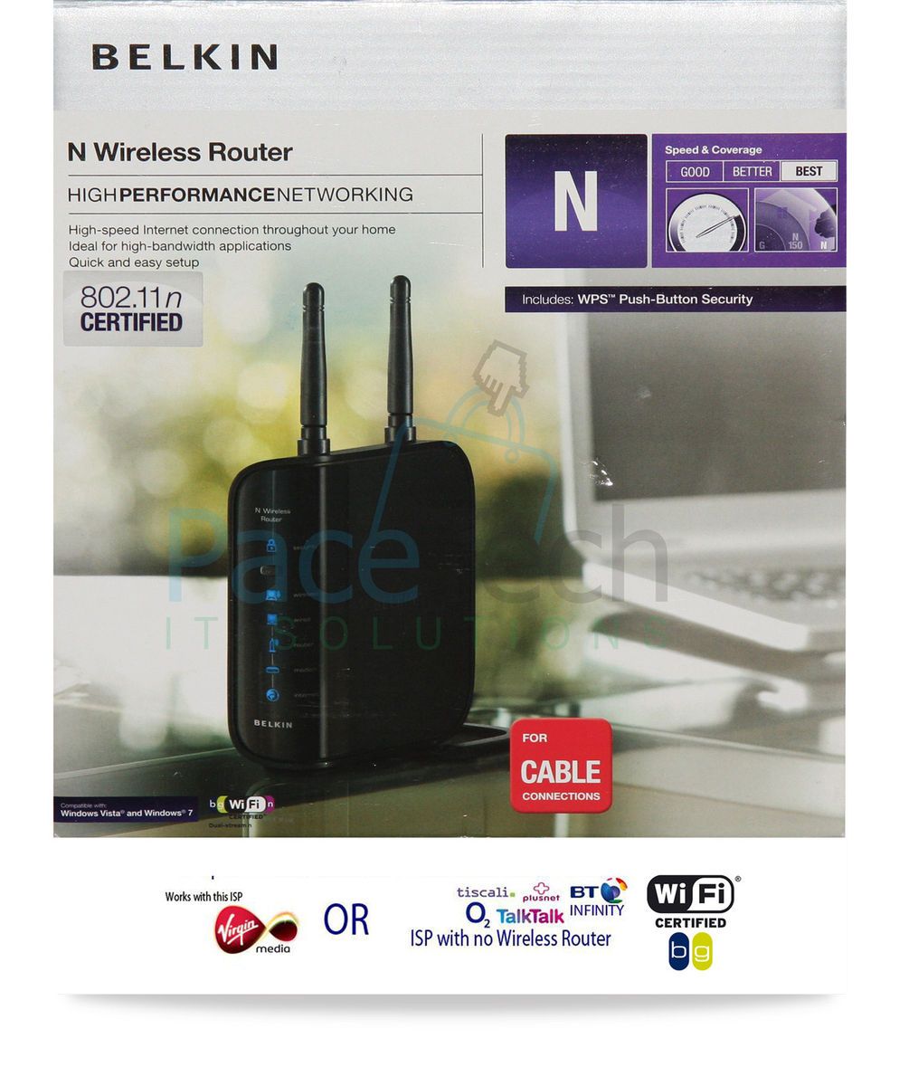 Belkin N Wireless Cable Router F5D8236 PC MAC 300Mbps For Virgin media