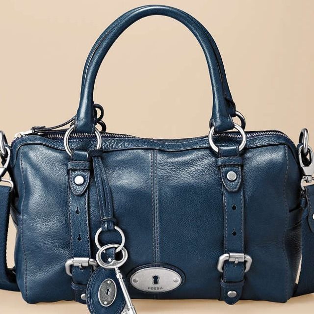 Fossil Maddox Navy Blue Satchel Handbag