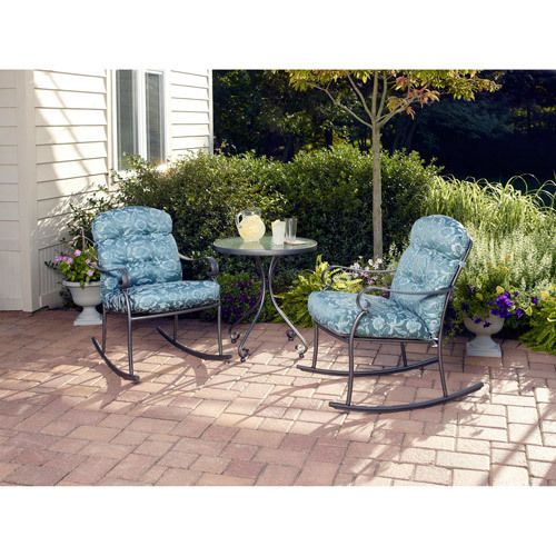 Mainstays Willow Springs 3 Piece Rocking Bistro Set Outdoor Patio