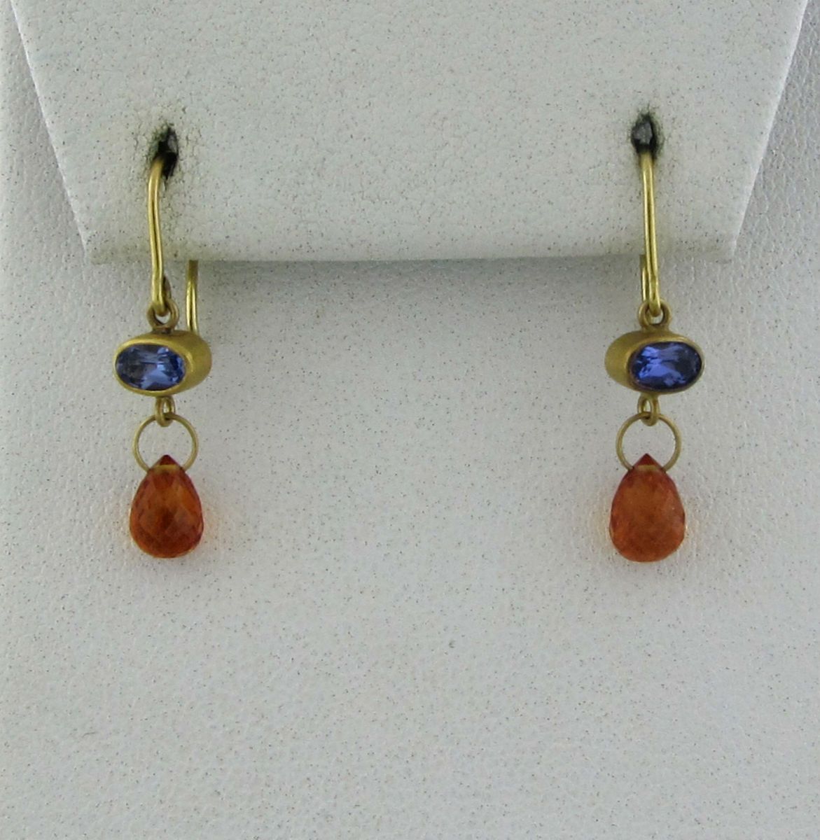 Mallary Marks 18K and 22K Yellow Gold Iolite Citrine Drop Earrings