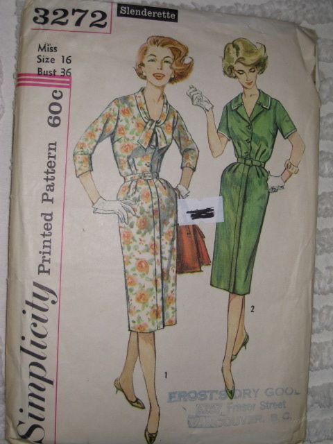 Vtg Simplicity Pattern 3272MAD Men Style 1950s 1960s Slenderette