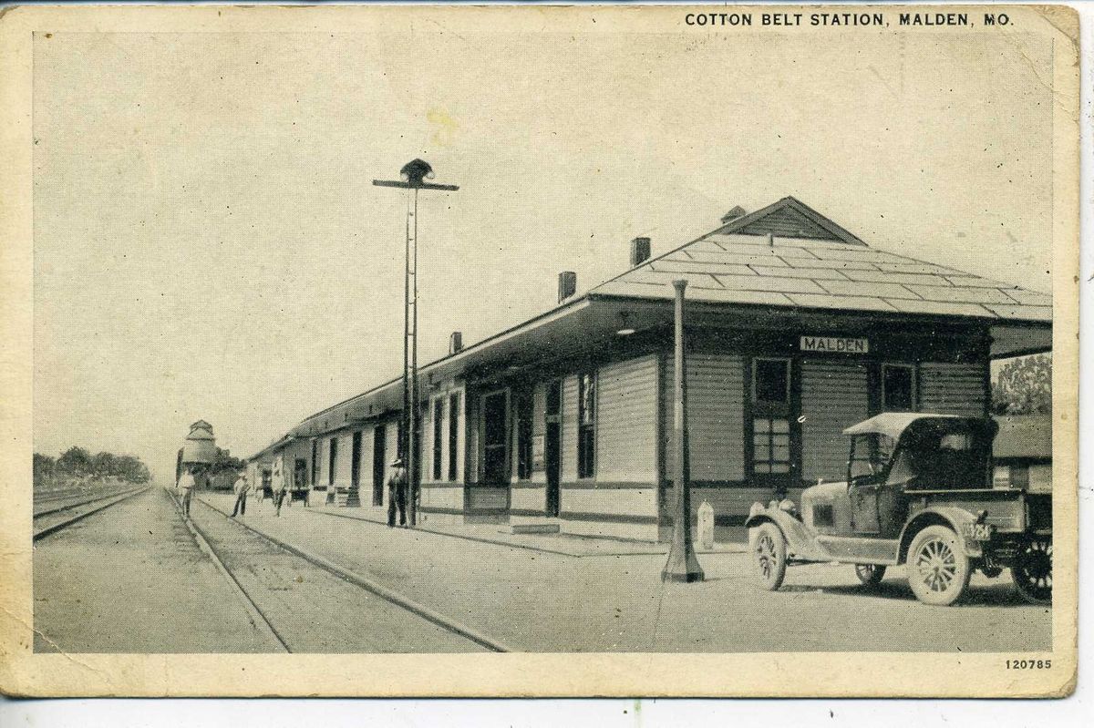 Malden Missouri Railroad Depot Antique Vintage Postcard Train Station