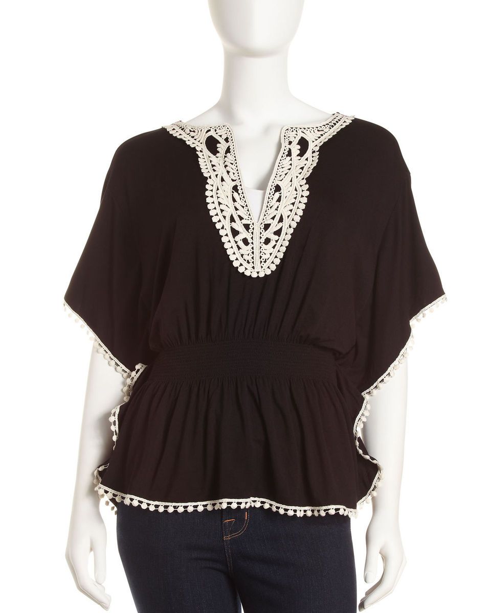  Cape Sleeve Lace Blouse Black