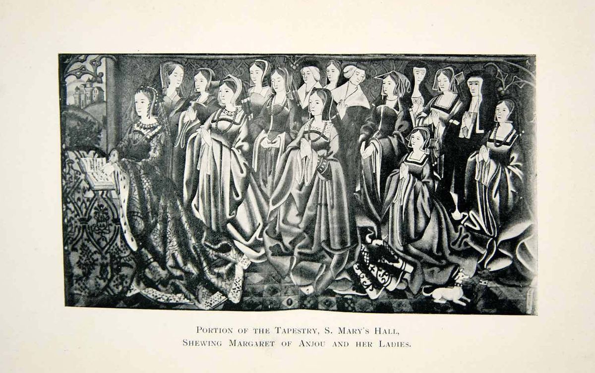 Print Tapestry St Marys Guildhall Medieval Art Margaret Anjou Lady Dog