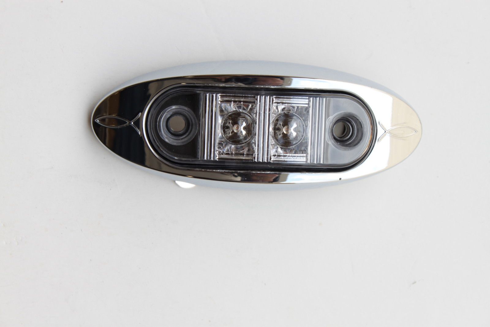 LED OBLONG CLEARANCE / SIDE MARKER LIGHT WITH CHROME BEZEL, RED LIGHT