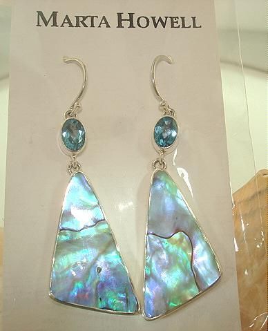 Marta Howell Silver Paua Abalone Topaz SH Earrings 2