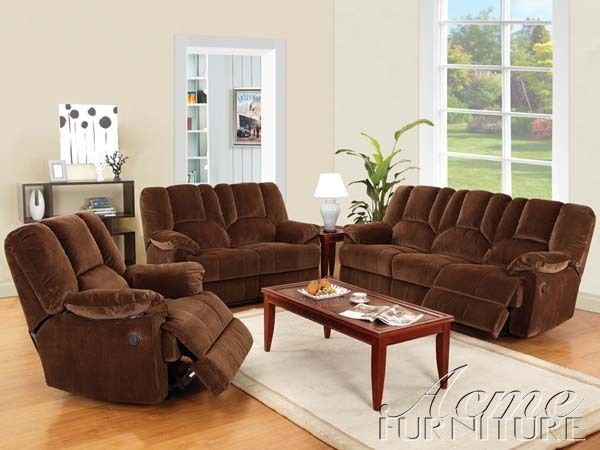 Acme Furniture Obert Power Recliner Brown Sofa Loveseat Living Room