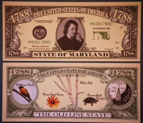 Maryland Old Line State Dollar Bill Money Plus Holder