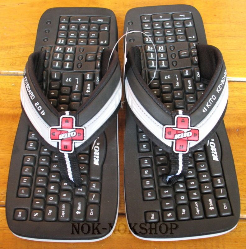 Womens Flip Flops Kito Keyboard Funny Massage Shoes