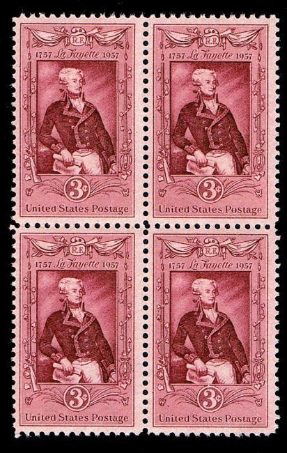 Marquis de Lafayette on U s Postage Stamps from 1957