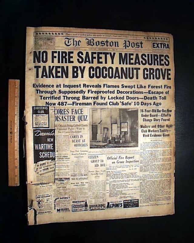 Cocoanut Grove Nightclub Boston MA Fire Holocaust Disaster 1942 WWII