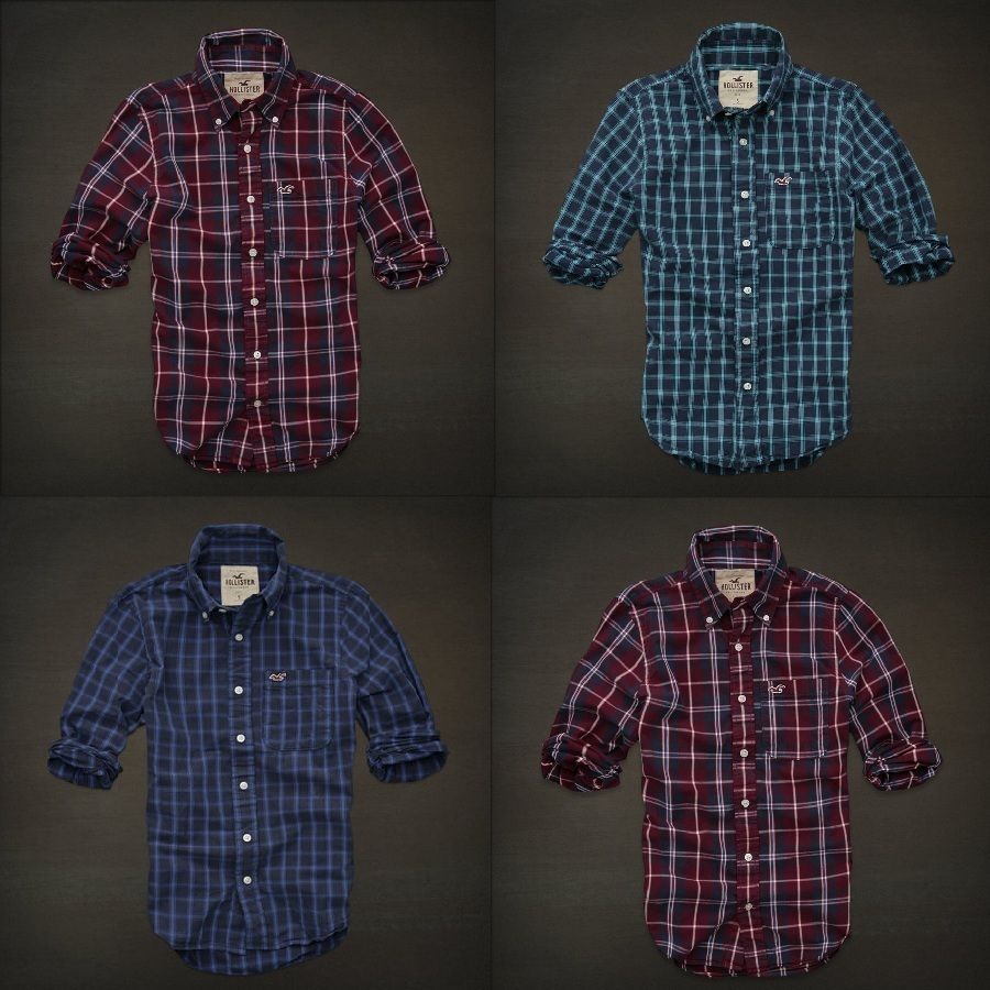 New Hollister by Abercrombie Mens McGrath Classic Logo Plaid Shirt T