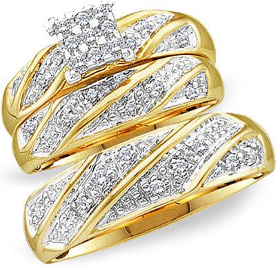 Ladies Mens Diamond Wedding Rings Engagement Set Gold