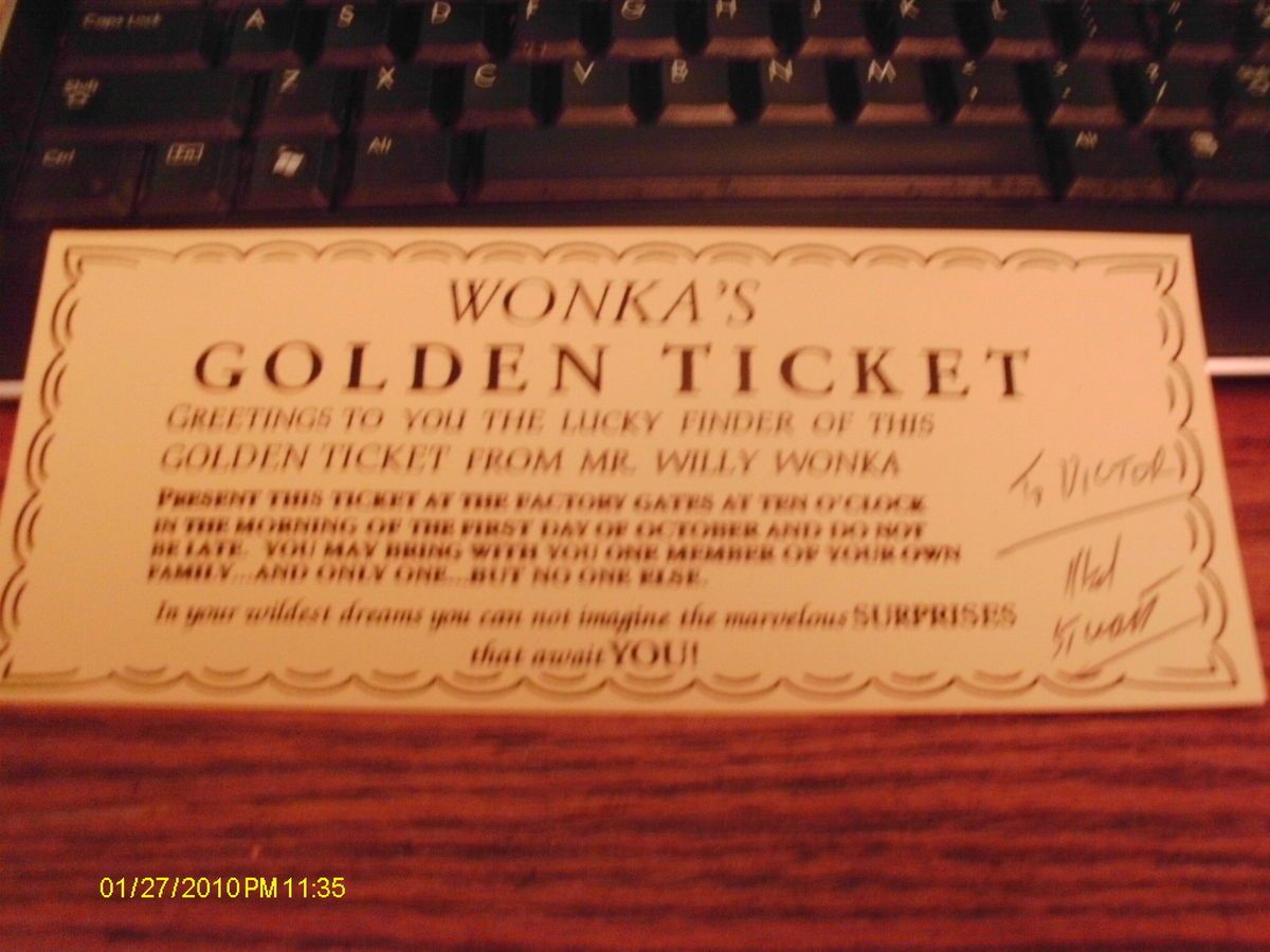 Mel Stuart Willy Wonka & Chocolate Factory Autographed Golden Ticket