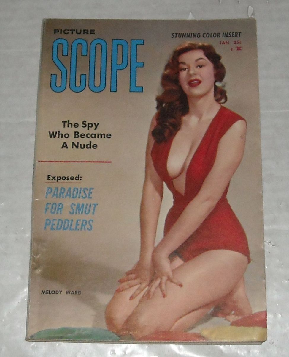 1959 Scope Mens Digest Magazine Pin UPS Eve Meyer in Color