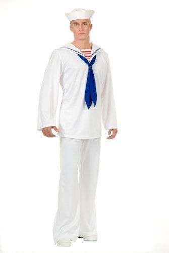Sailor Man Military Navy White Uniform Popeye Dress Up Halloween Adult