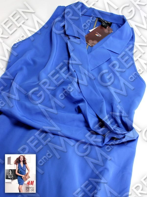 Fashion Star H M Blue Joanna Drape Front Zipper Racerback Dress Orly 6