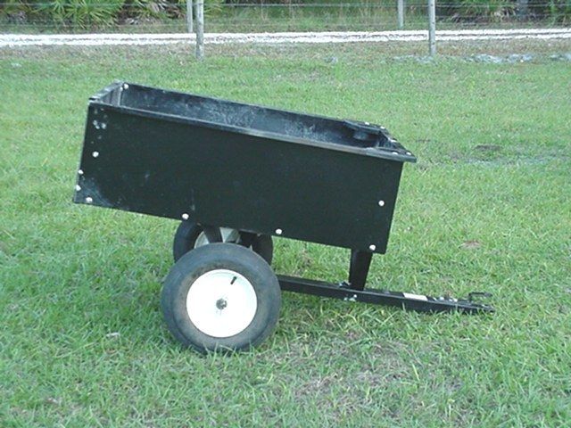 Small garden dump trailer to pull behind lawn mower, steel, good