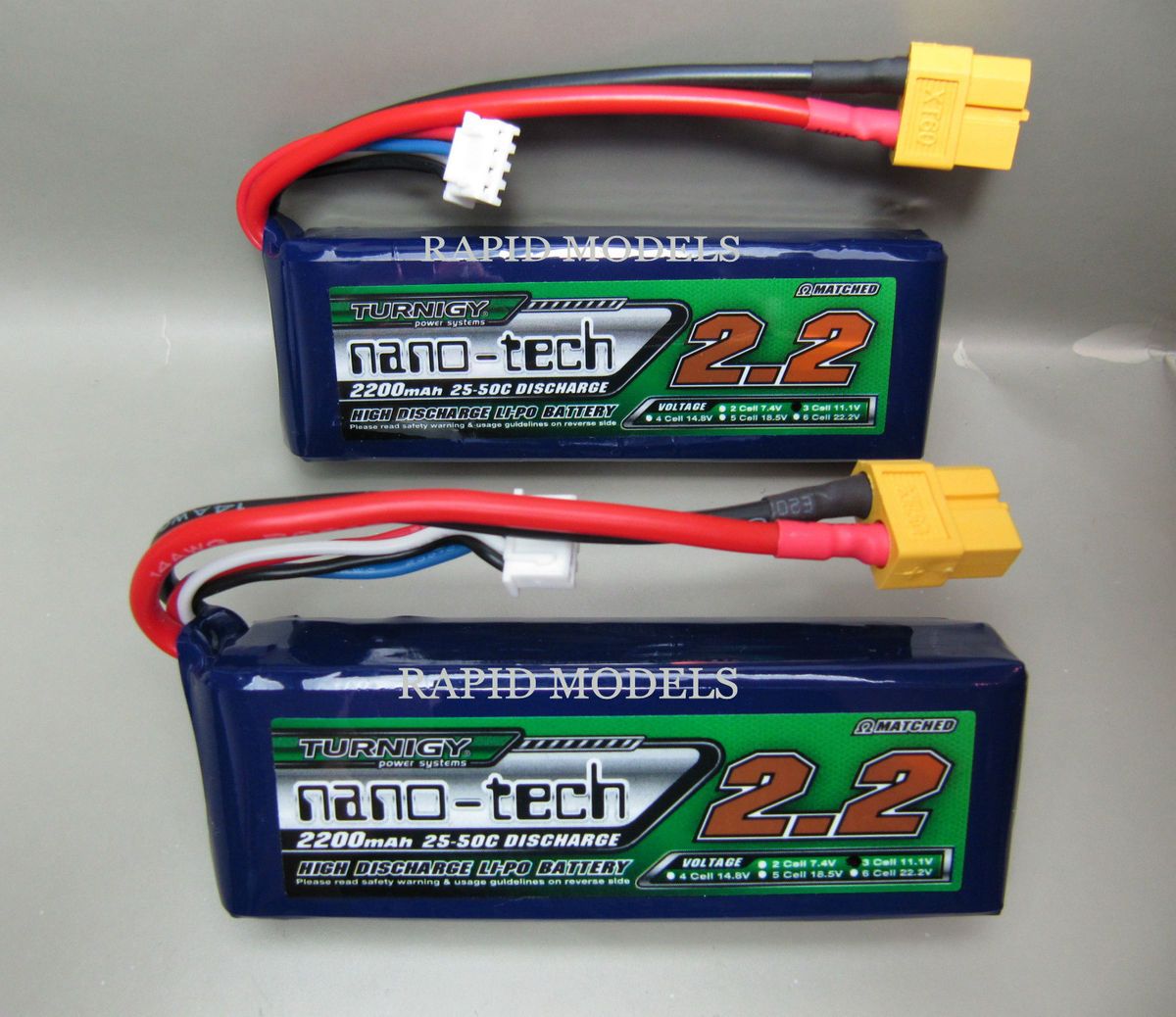 Turnigy Nano Tech 2200mAh 3S 25 50c LiPo Battery Twin Pack