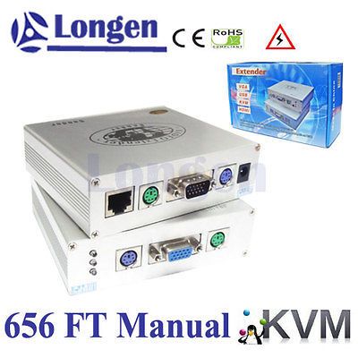 656 FT 200m Manual Remote KVM Over Cat5 Cat5e RJ45 IP Extender