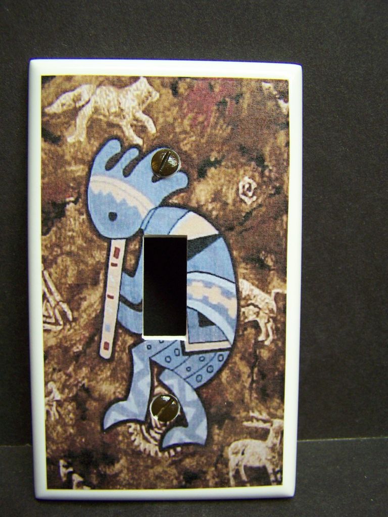 SOUTHWEST KOKOPELLI BROWNS AND BLUE #5 LIGHT SWITCH OR OUTLET COVER