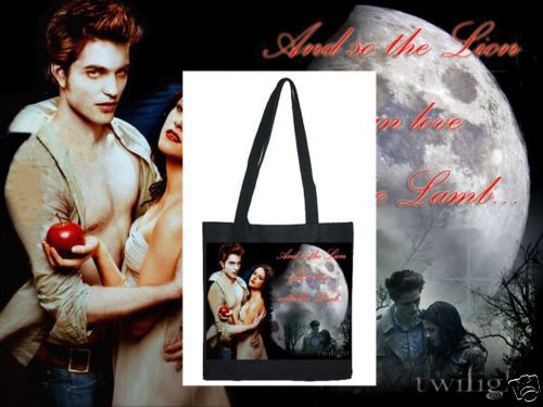 TWILIGHT EDWARD CULLEN NEW BLACK CANVAS TOTE BAG BIN