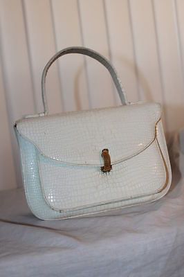 SAKS 5th AVENUE Faux Croc Hand Bag Satchel Vtg 60s