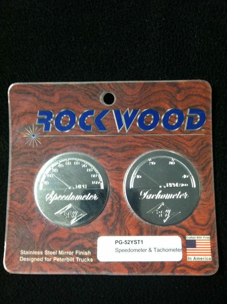 SPEEDOMETER TACHOMETER DASH ACCESSORY   ROCKWOOD CHROME SEMI TRUCK