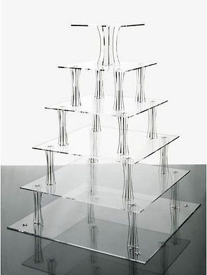 Tier Clear Square Shaped Acrylic Cup Cake Stand