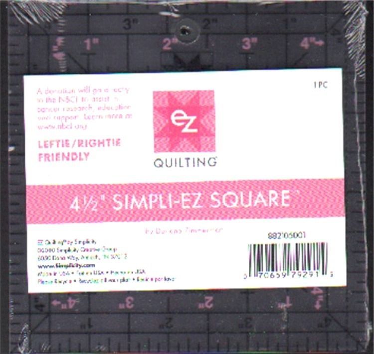 EZ Quilting 4 1/2 Simpli EZ Square Ruler Leftie/Rightie Friendly NEW