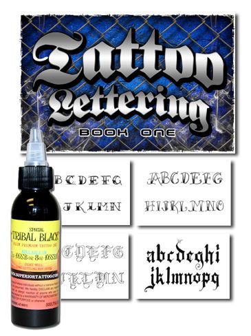 Tattoo Supplies Tribal Black Ink Flash LETTERING Book