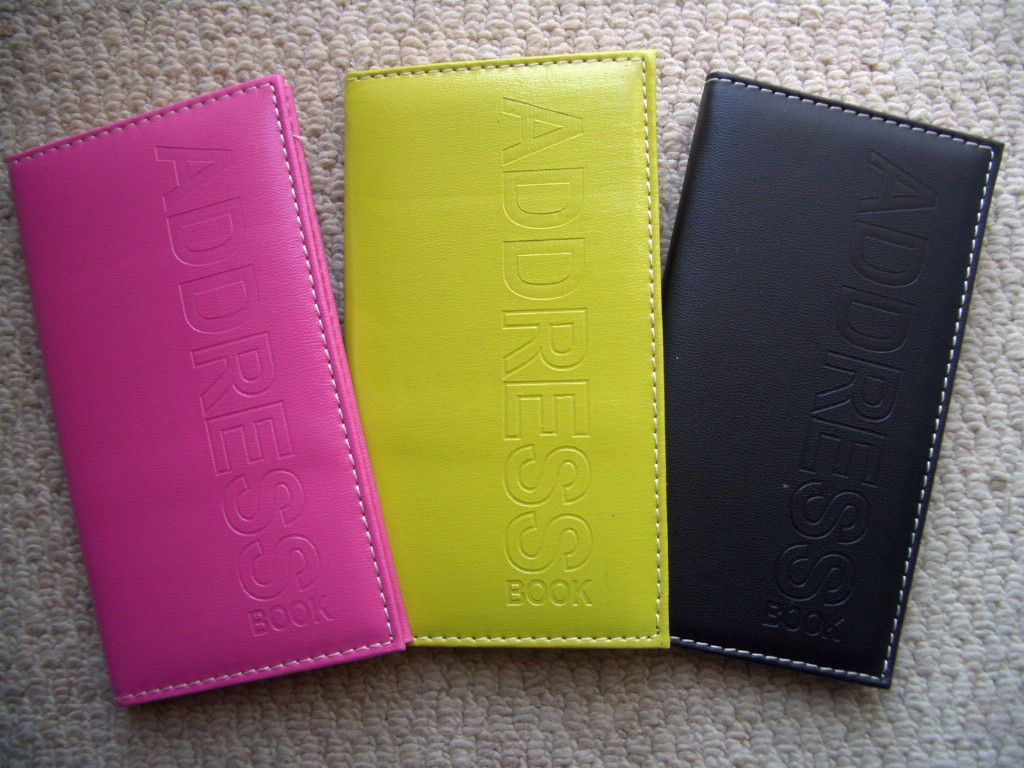 Embossed Mini Pocket Slim Size Address Book Pink Green & Black