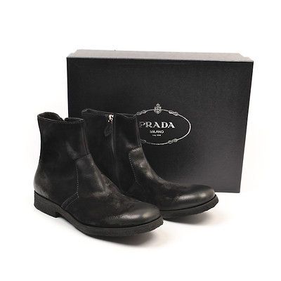 ZX 402 PRADA Black Suede Zip Up Para Boots Scamosciato Old Size 6.5