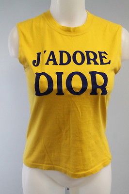 DIOR BOUTIQUE Yellow Blue Sleeveless JAdore Dior Tank Top Sz 6