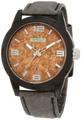 Sprout Mens ST/3401BKBKBK Cork Dial Black Tyvek Strap