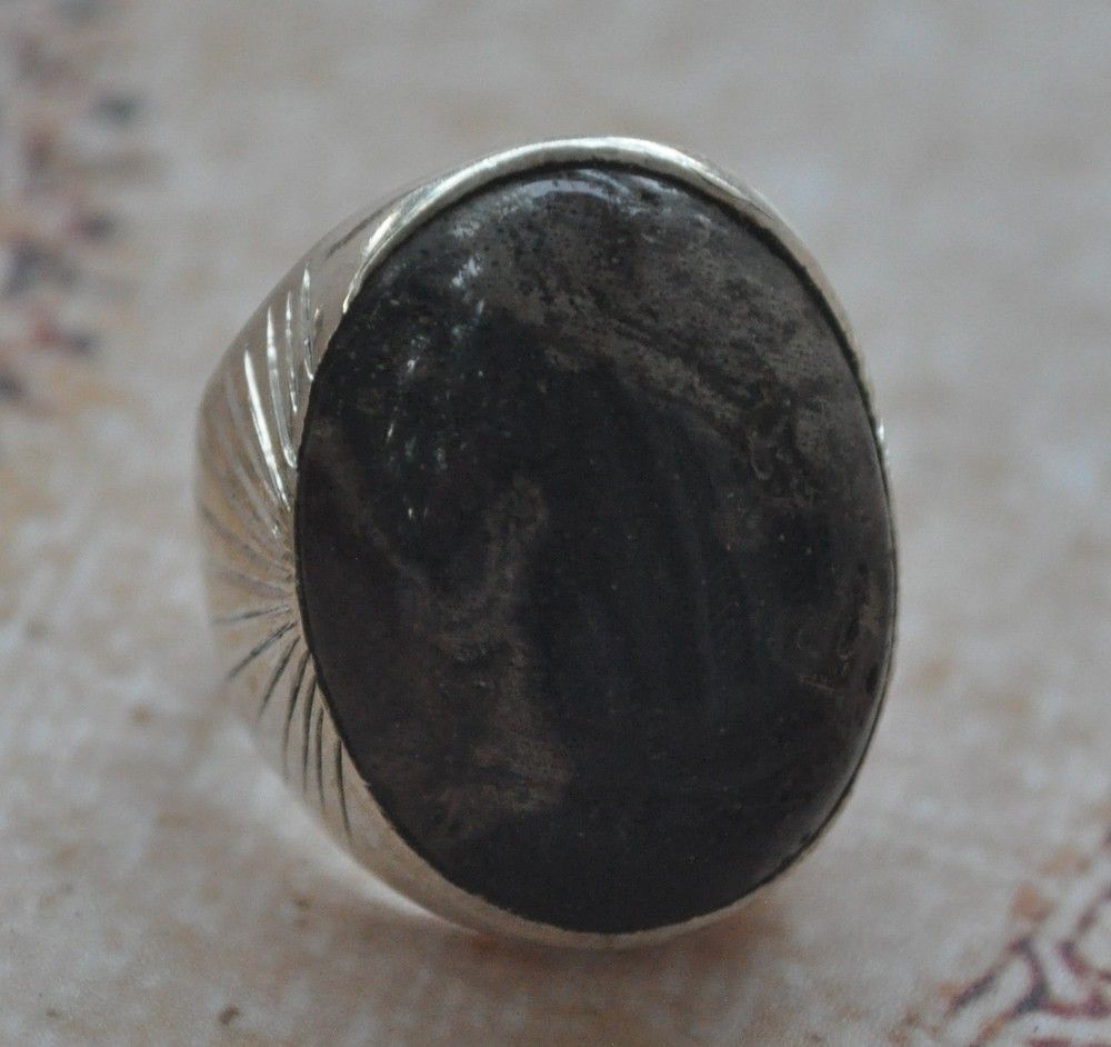 Silver agate aqiq aqeeq Men Ring Middle Eastern yemen ​yemeni