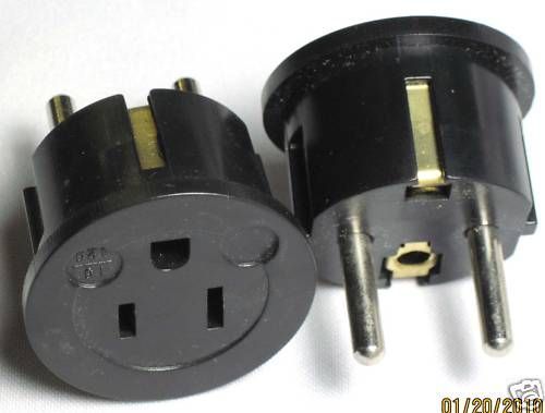 pcs Grounded Flat pin to Schuko Plug Adaptor Type F