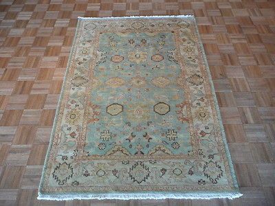 HAND KNOTTED AQUA/BEIGE OUSHAK DESIGN ORIENTAL RUG