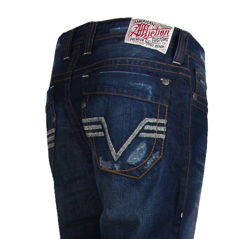 Affliction ACE MODERN 3D V Pocket 110SS010 Denim Dark Blue