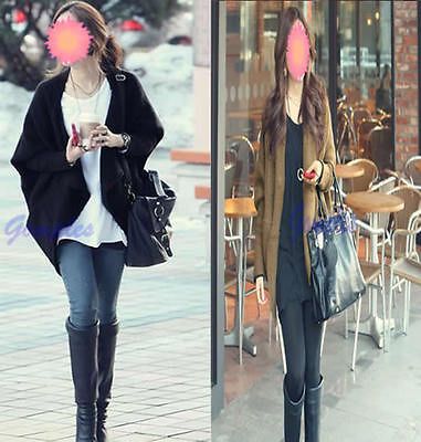 Fashion Women Knitwear Baggy Cardigan Batwing Knit Top Sweater Cape