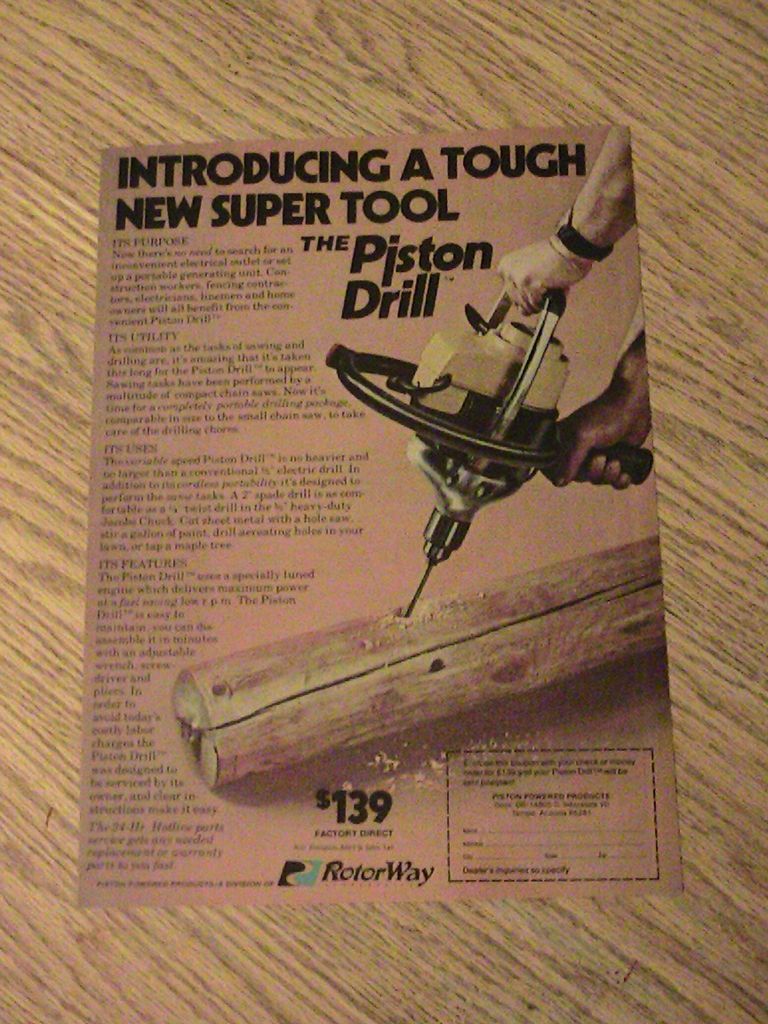 1975 ROTORWAY SUPER TOOL ADVERTISEMENT PISTON DRILL AD GAS POWERED