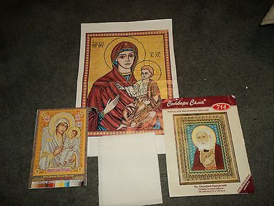 ICON CROSS STITCH PATTERNS RIOLIS RUSSIAN MADE LOT OF 3 & AIDA+BONUS