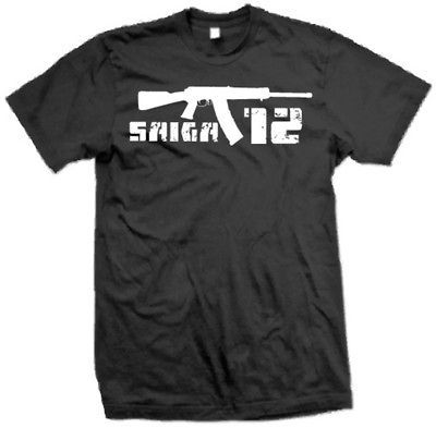 Saiga 12 Ak47 GUN ar15 rifle pistol Zombie m 16 9mm carbine Tee Shirt